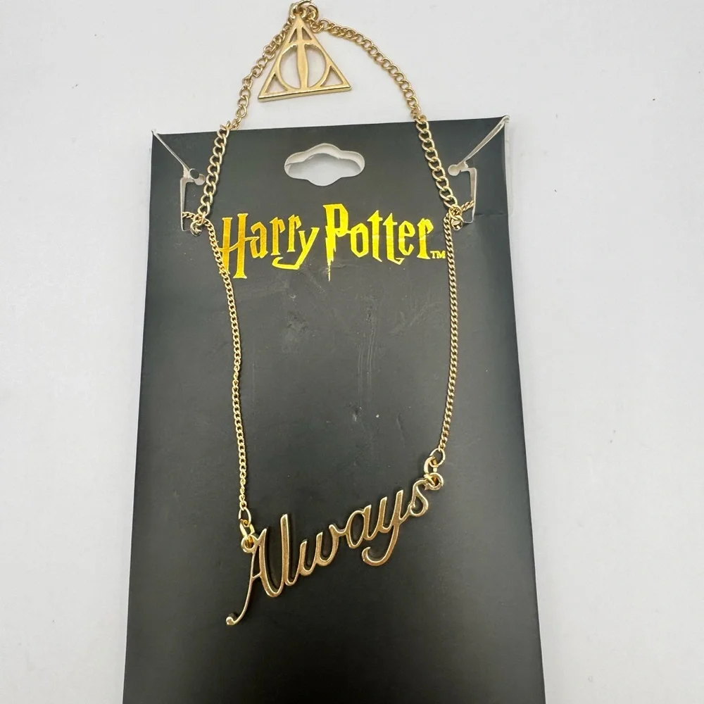 HARRY POTTER Bioworld Hogwarts House Necklace Set-Deathly Hollows and Always